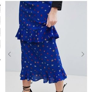 Fashion Union | Tiered Midi Skirt In Ditsy Floral